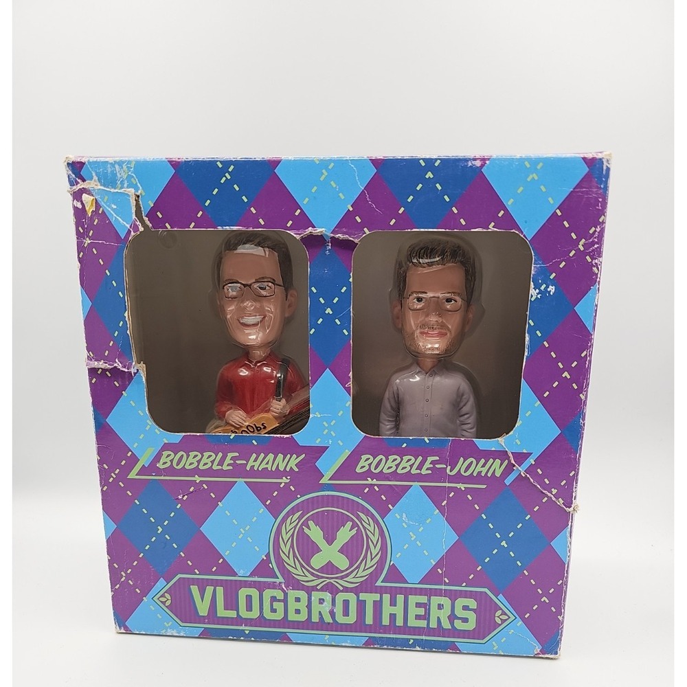 Vlogbrothers Bobble-Hank & Bobble-John Green Bobbleheads Set Original Box 2009